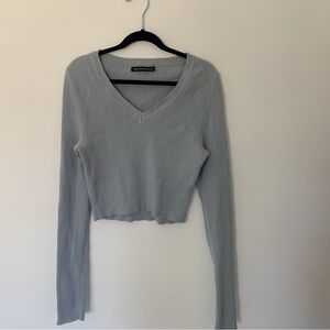 Brandy Melville V Neck Sweater Dusty Baby Blue
